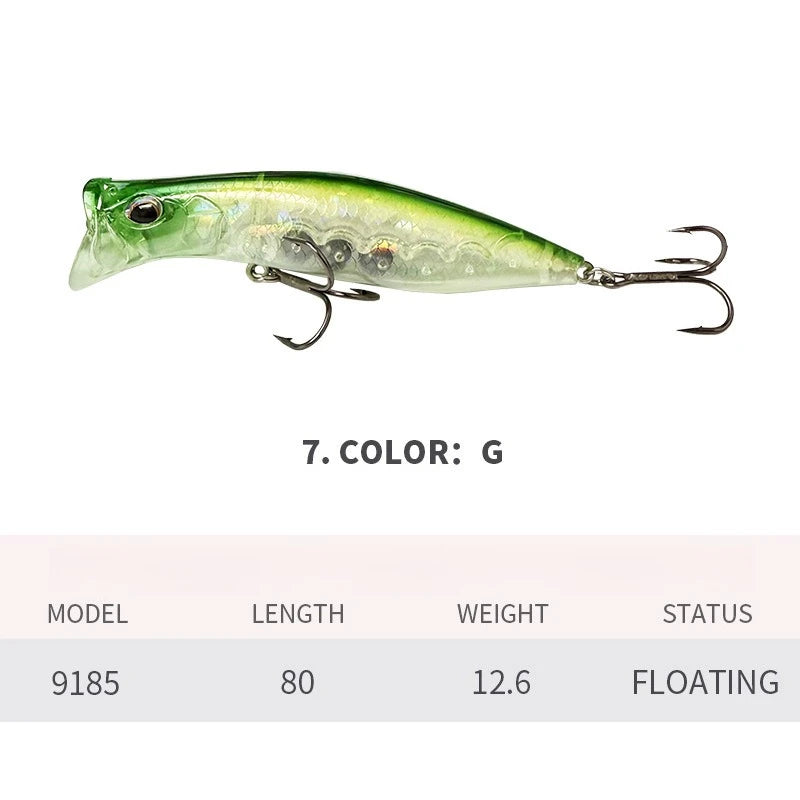 80mm 12.6g Surface Popper Fishing Lures Long Casting Artificial Bait Topwater Pencil Swimbait Wobblers Flounder Sea Bass Pike