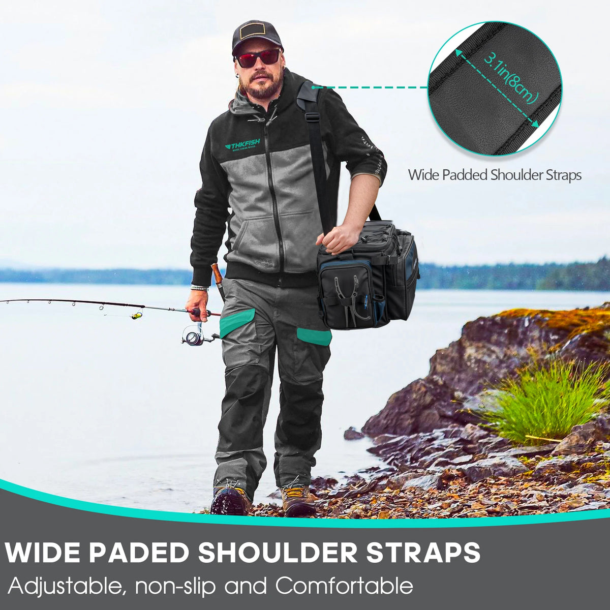 THKFISH Waterproof Fishing Sling Bags Large-Capacity One Shoulder Waist Bag Multipurpose Fishing Rod Box Tackle Storage Suitcase
