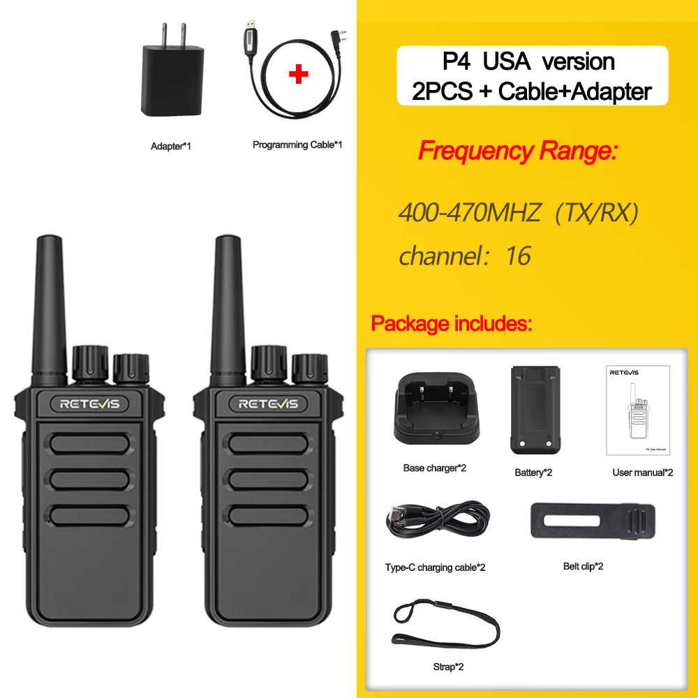 Retevis P4 P64 Walkie Talkie UHF DMR Two Way Radio Emergency Communication Type-C Radio for Camping Ham Radio Digital Portable