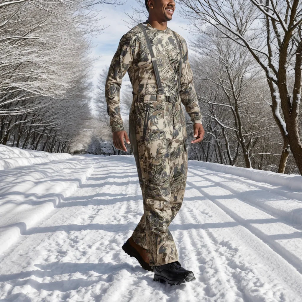 Ainfad Men's Camouflage Insulated Bib Pants Fall Winter Fishing Hunting Aerolite Incinerator Outdoor Work Trousers