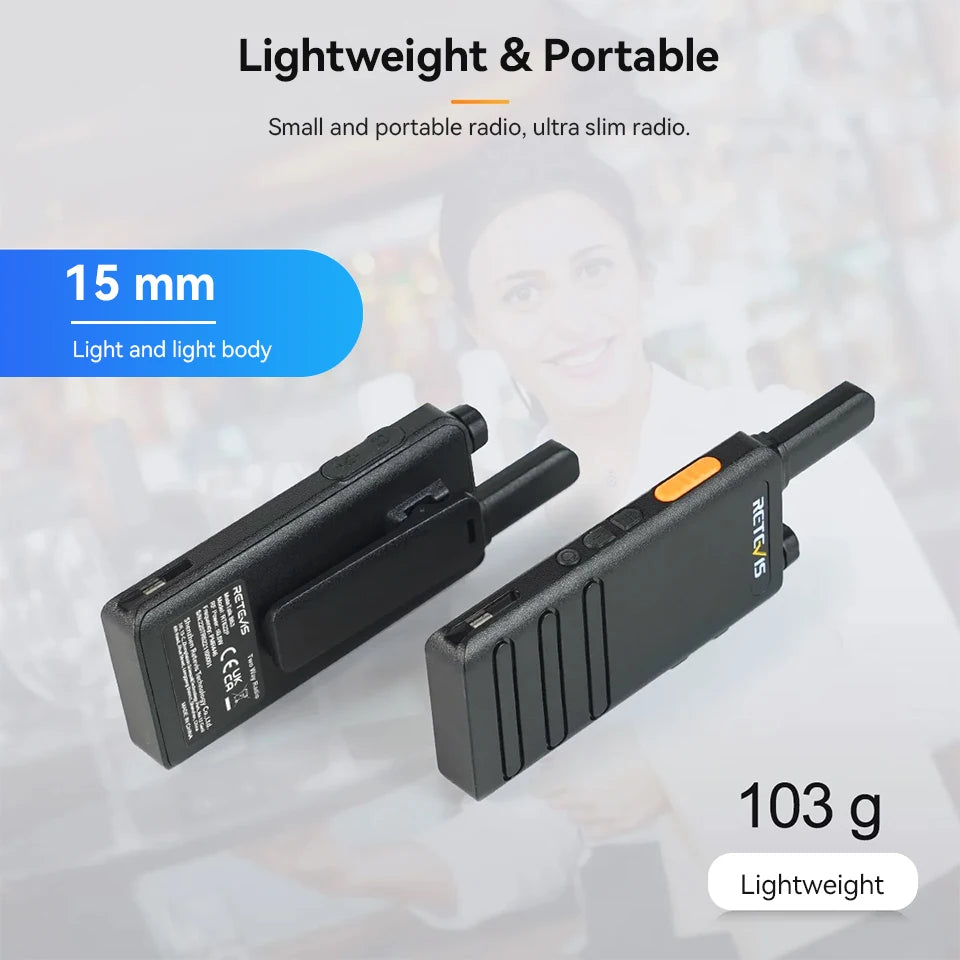 Retevis RT622P (B63) New Version of RT22 15mm Ultra-thin Mini Walkie-talkie PMR446 Profesional 2 Way Radio Type-C VOX for Family