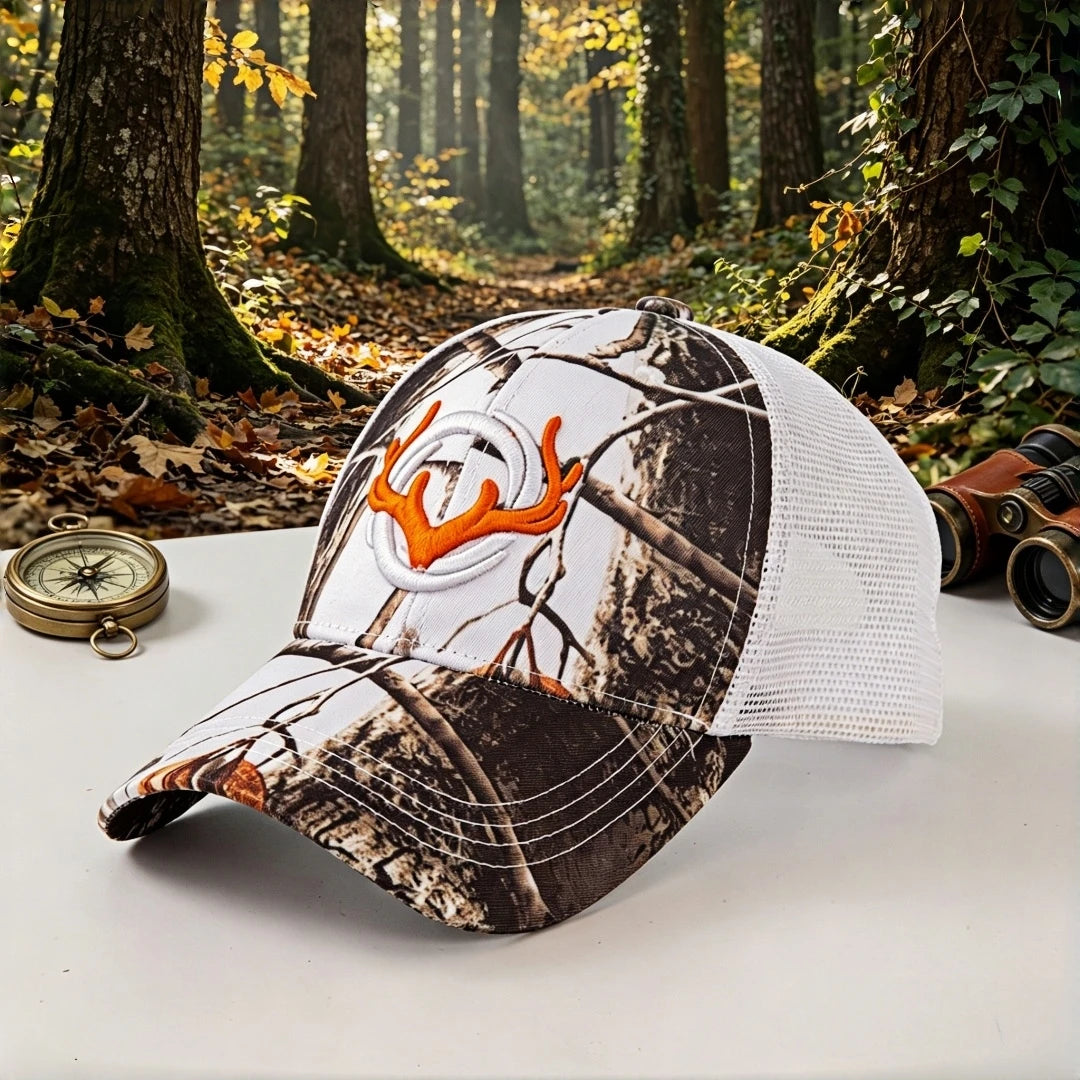 Deer Antler Camo Hunting Trucker Hat Outdoor Fishing Embroidery Mesh Baseball Cap for Men Women