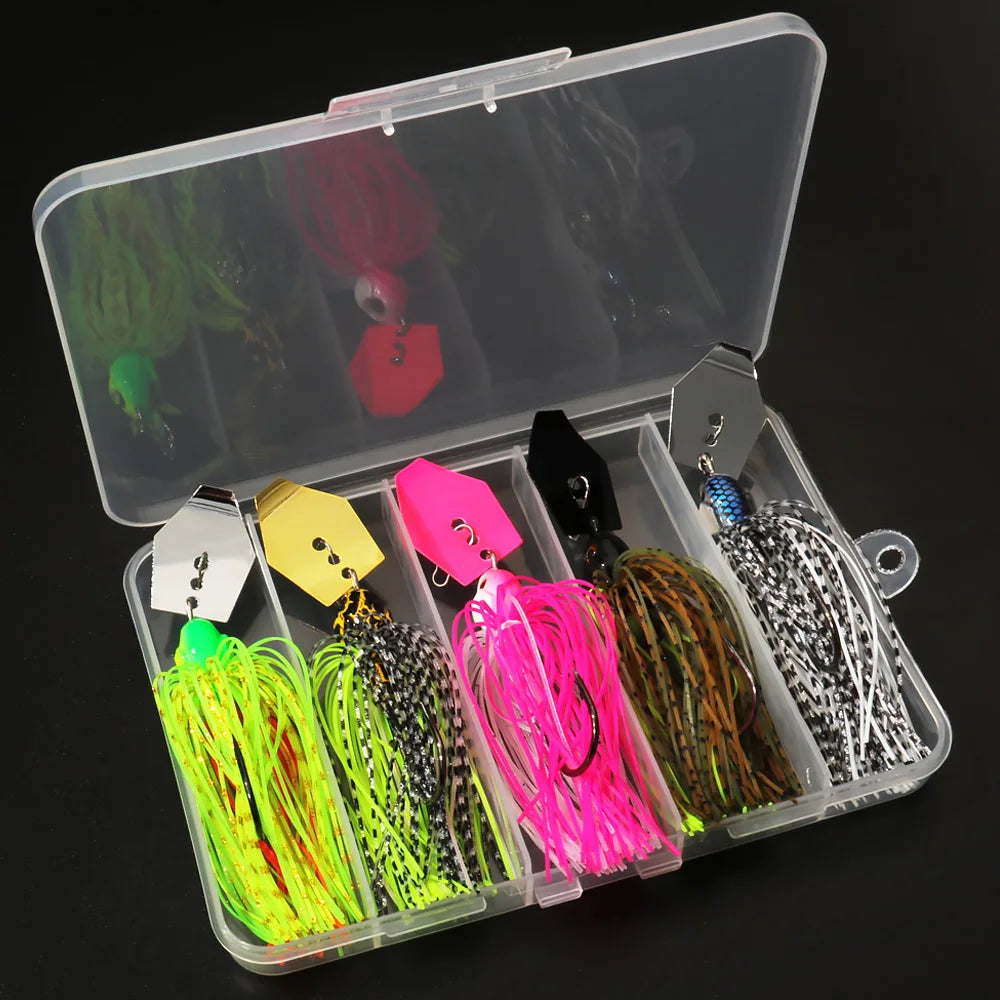 Spinner Bait 7g/9g/12g/14g/21g Fishing Lures Kit Set Pesca Chatter Weedless Metal Blade Rubber Jig Head Hook Wire Spinnerbait