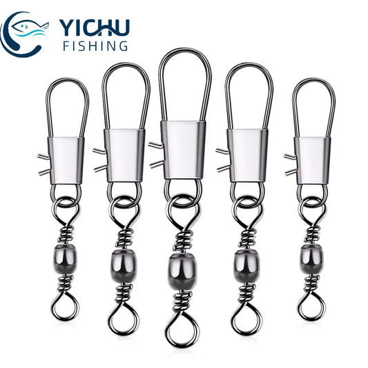 100pcs/lot Fishing Connector Bearing Rolling Swivel Snap Fishhook Lure Connector Tackle Accessories ﻿