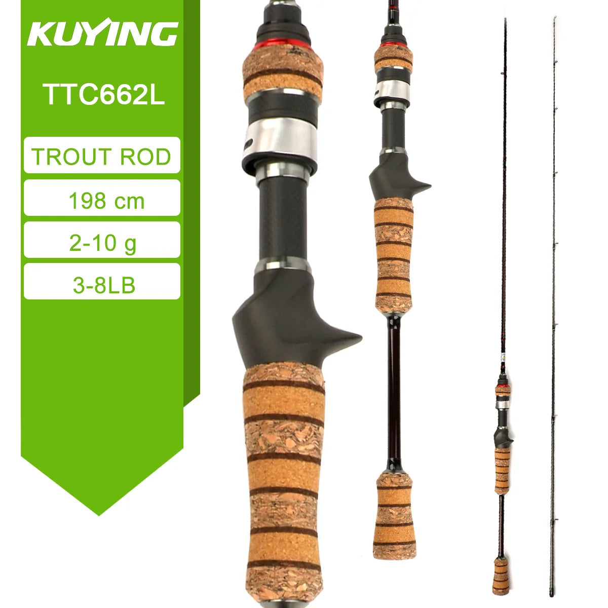 KUYING TETON L UL SUL 5'2' 6' 6'3' 6'4'6'2' 6'6' Fishing Rod Lure Cane Spinning Casting FUJI Carbon 1-4g 0.8-3g 2-10g M-Fast BFS