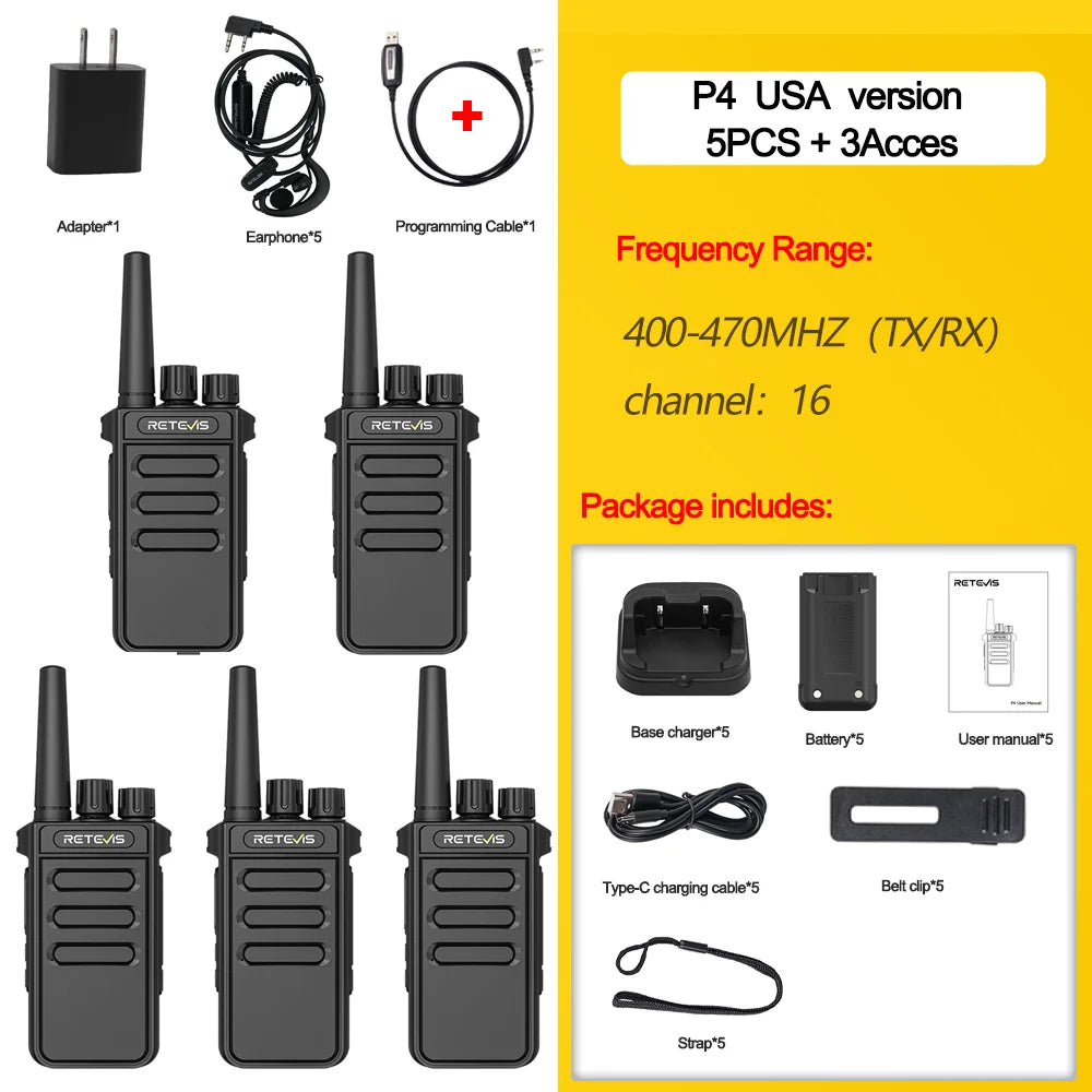 Retevis P4 P64 Walkie Talkie UHF DMR Two Way Radio Emergency Communication Type-C Radio for Camping Ham Radio Digital Portable