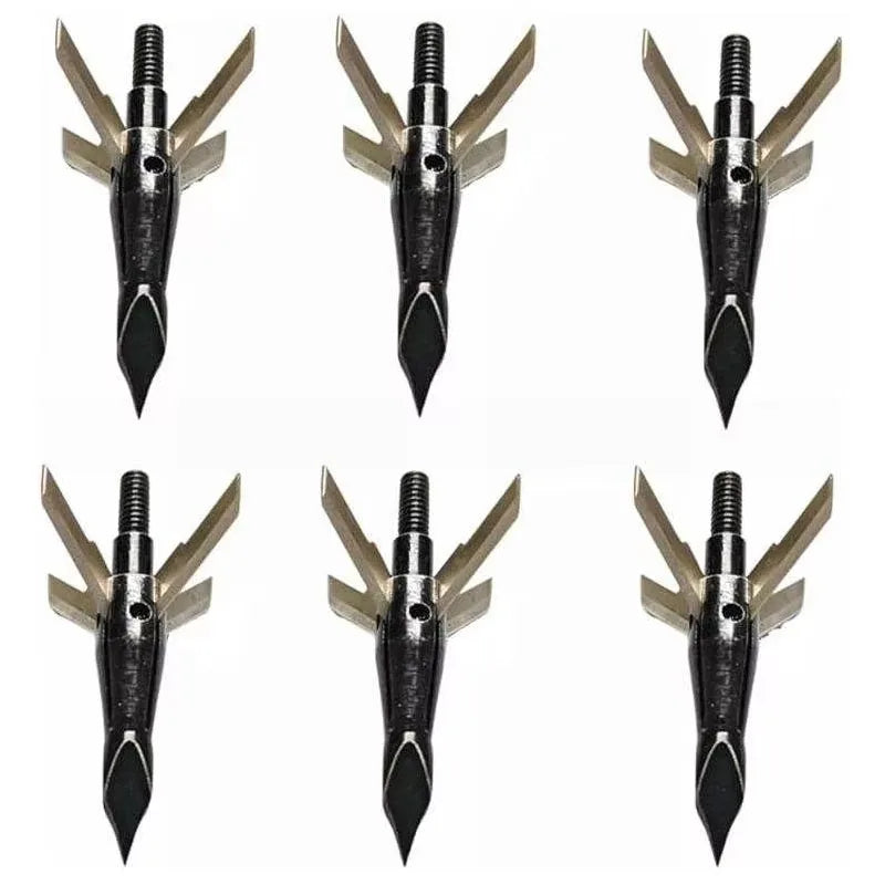 Archery Arrow Stainless Steel Solid Black Arrow Tips 100 Grain Hunting Broadheads for Outdoor Shooting