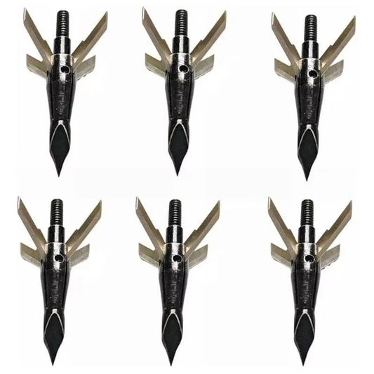 Archery Arrow Stainless Steel Solid Black Arrow Tips 100 Grain Hunting Broadheads for Outdoor Shooting