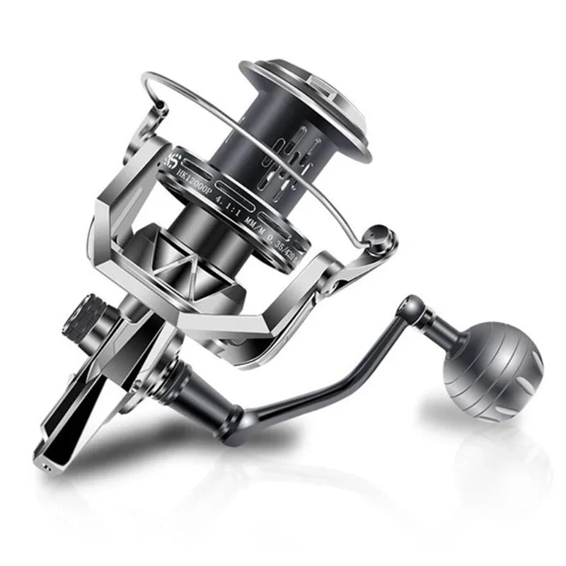 8000-12000 35KG Max Drag Saltwater Fishing Reel  Alloy Spool Steel Bearing Alloy Gear Metal Arm Sea Boat Fishing Spinning Reel