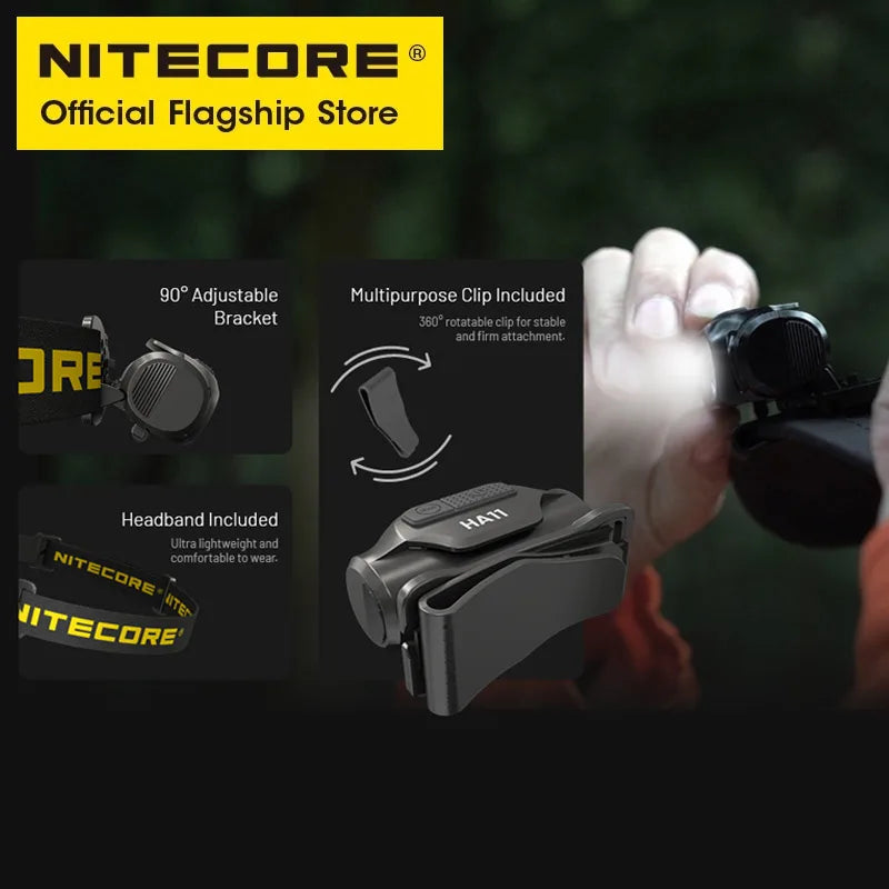 NITECORE HA11 2024 AA Headlamp 240 Lumens 38g for Night Running Camping Fishing Compatible Alkaline AA Batteries 14500 Battery