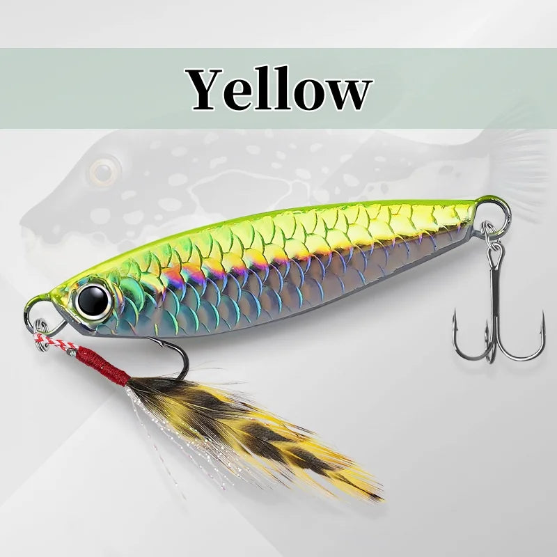 Metal Saltwater Fishing Lures Vertical Slow Pitch Fishing Hooks Fishing Jigging Spoon with Assist Hooks Artificial Bait Tackle