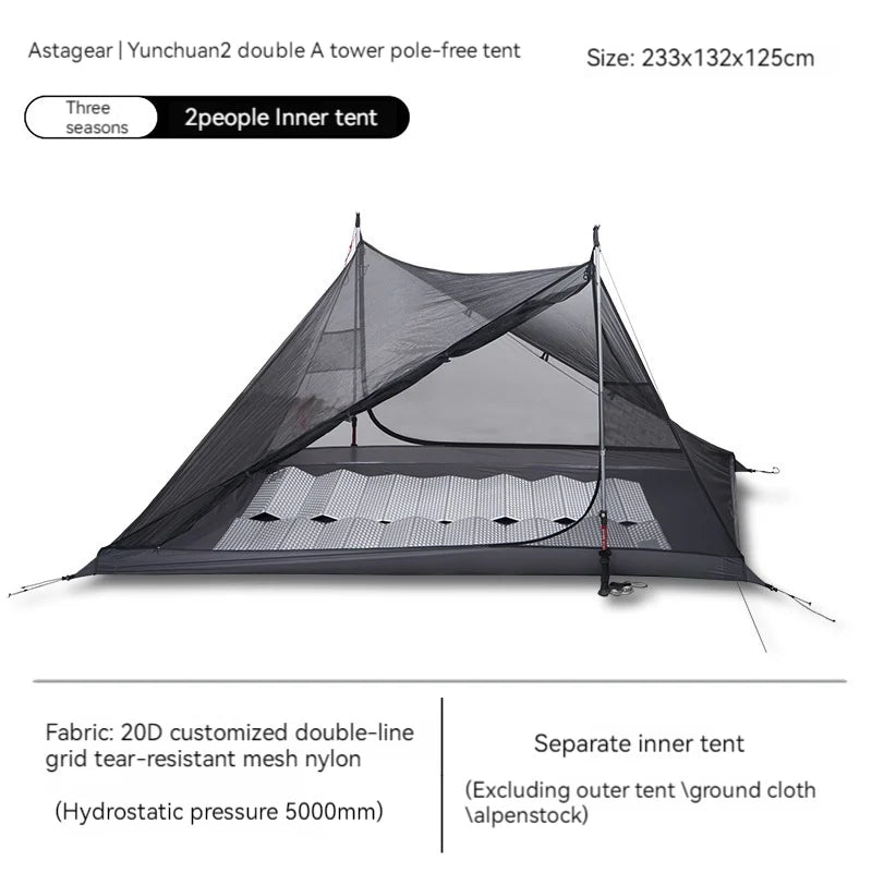 ASTA GEAR Yun Chuan double-sided silicon-coated double A pyramid 15D nylon rodless camping hiking outdoor ultralight tent