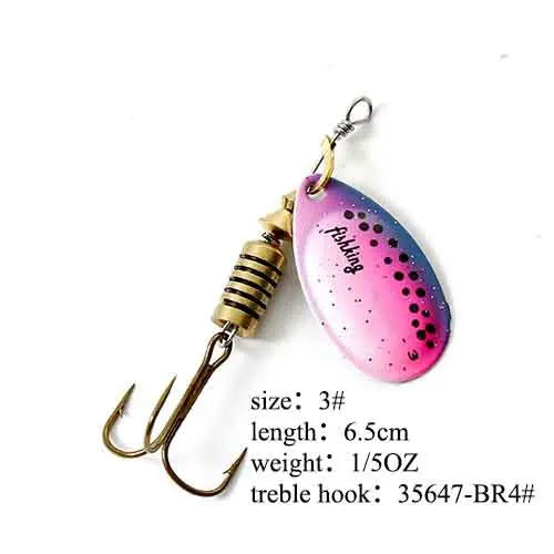 Spinner Bait Fishing Lure 3.9g 4.6g 7.4g 10.8g 15g Rotating Spinners Spoon Lures Pike Metal With Treble Hooks Fishing Goods