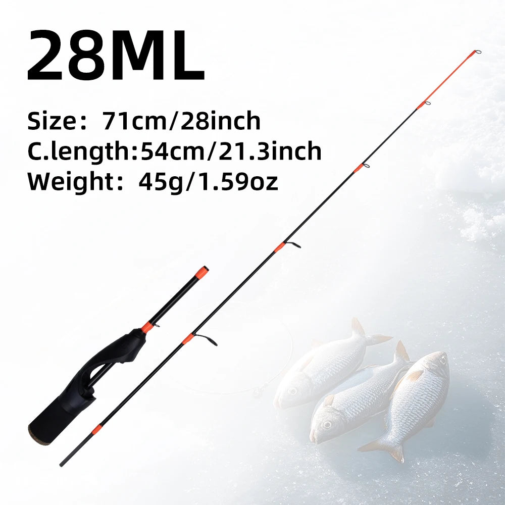 24'' UL 26'' ML 28'' ML 30'' M Ice Fishing Rod Portable Winter Carbon Solid Tip Sensitive Ice Fishing Rod