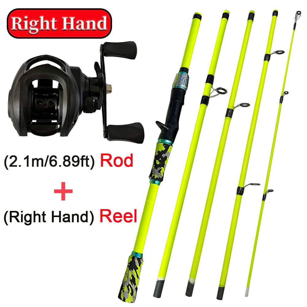 1.8m/2.1m Professional Bass Fishing Rod and Reel Combo Baitcast Reel 10kg Max Drag Carbon Travel Pole Lure Weight 3.5g-14g