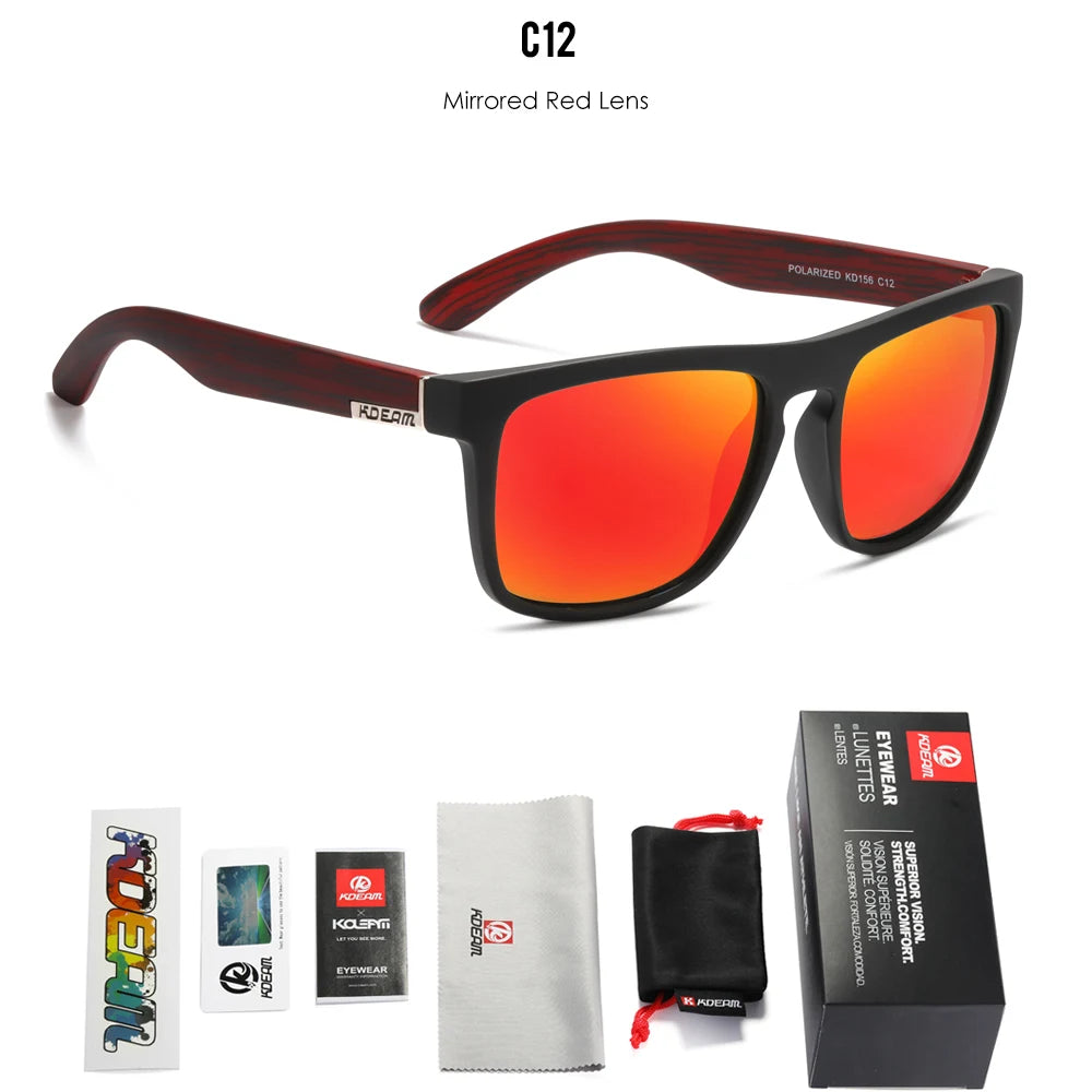 KDEAM Legend Square Sunglasses Polarized Lens For Men Women Outdoor Sports Fishing Mountaineering  Sun Glasses With Brand Box