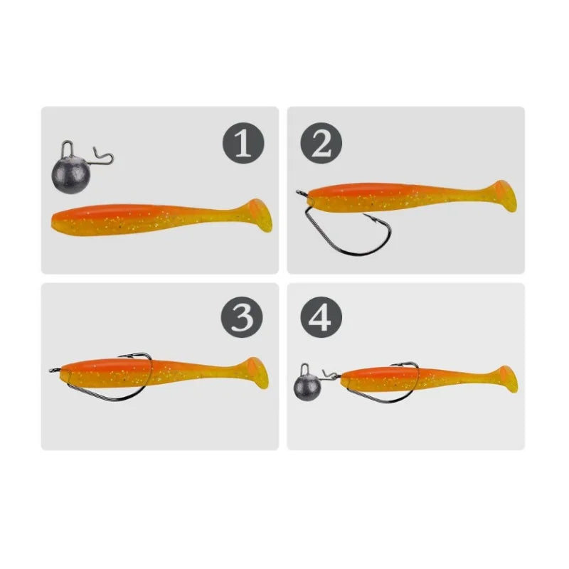 25PCS/Box Soft Fishing Lures Kit Silicone Lure Set Artificial Bait Worm with Crank Hook Fishing Weights Sinkers Soft Lures Set