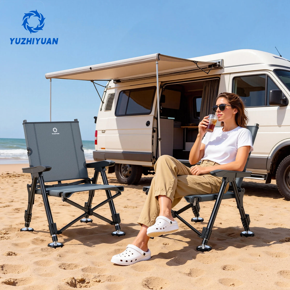 Foldable Outdoor Fishing Chair, All-Terrain, Adjustable, Portable, Telescopic Legs, Lightweight, Camping, Outdoor Activities