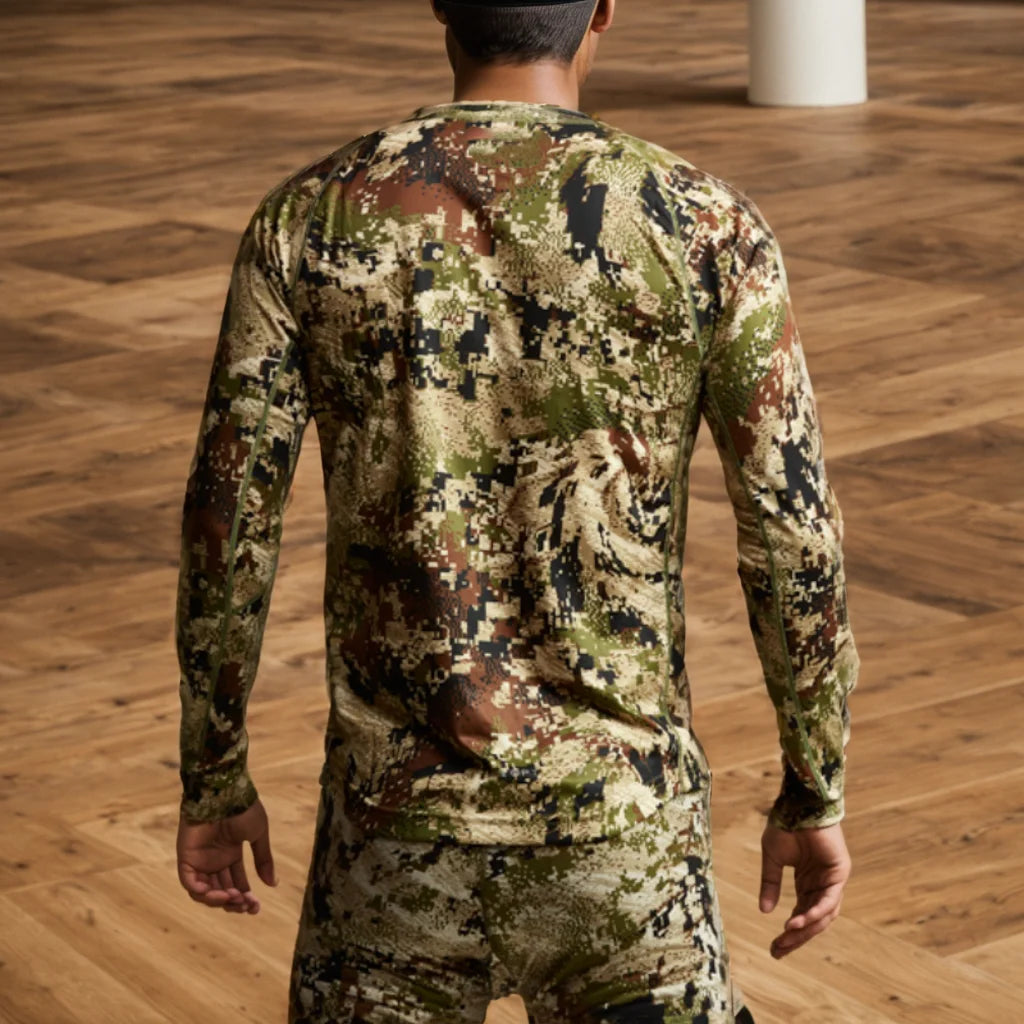 Men's Camo Long Sleeve Pullover T-Shirt Quick Drying Antibacterial Hunting Fishing Sweatshirt