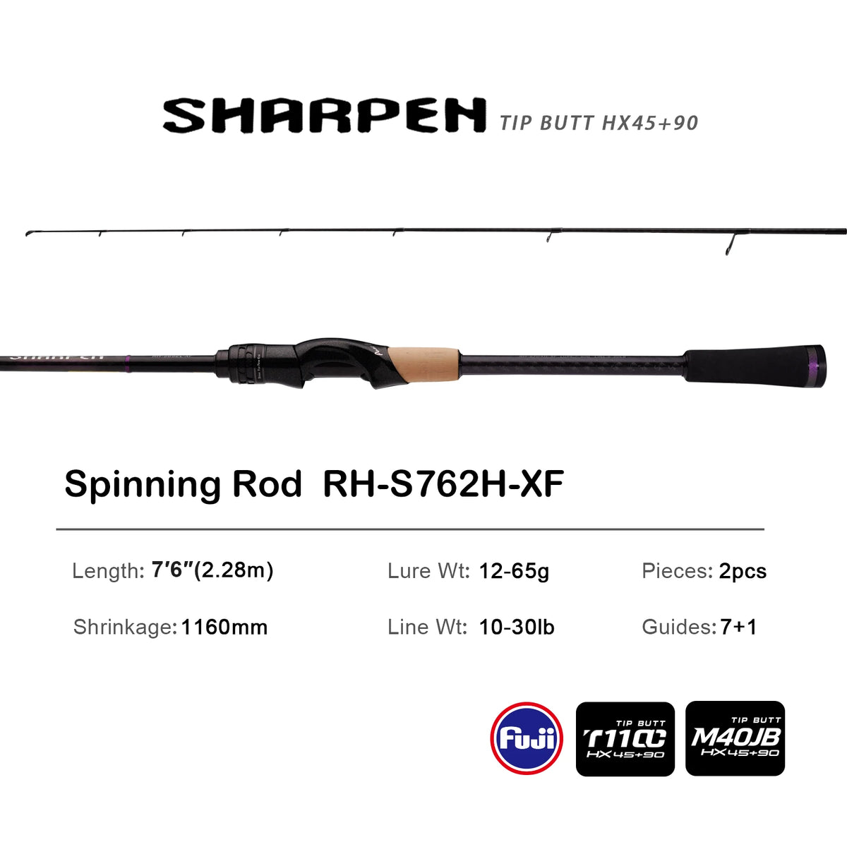 PURELURE SHARPEN Soft Lure Long Spinning and Casting XF/MF Action Rods FUJI Components Bass Pike Rod Fishing Rod Spinning Reel