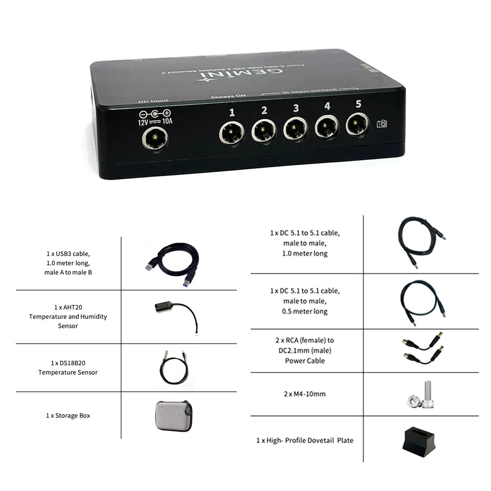 2026 Gemini Astro Power box HUB USB3.2+DC ASCOM Power Box Astronomy Telescope Photography Power Management Box Type-C Interface