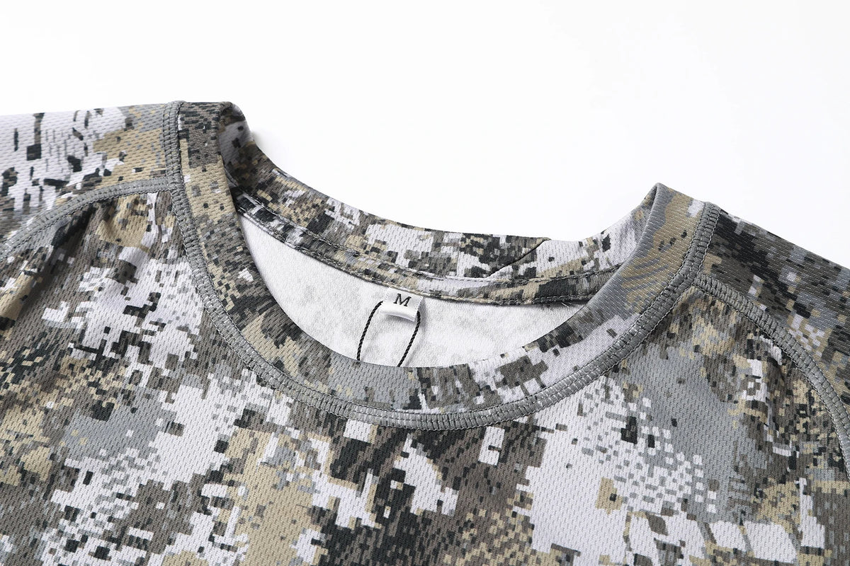 Ainfad Men's Quick-Drying Printed Camouflage T-Shirt Short Sleeve Summer Hunting Wear Outdoor Camo Tee