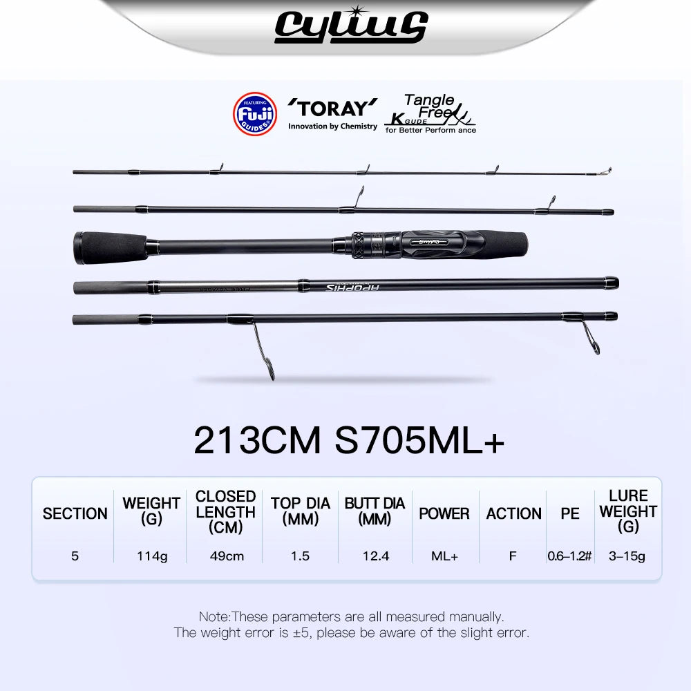 CYLIUS 5 Section Apophis Travel Bass Fishing Longcast Heavy Power Portable Multi Section All Purpose Fishing Rod  For Trip