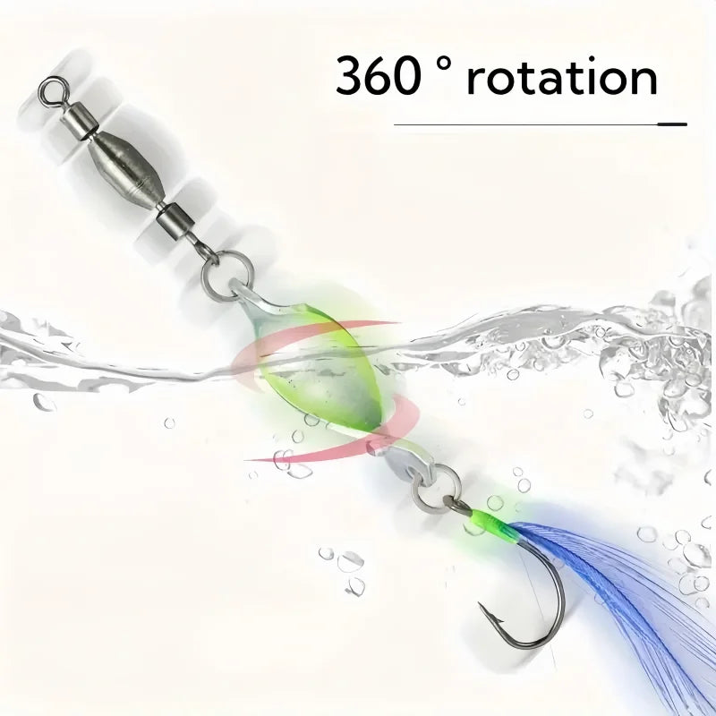 10/5PCS Twisted Metal Fishing Lures Spinner Hard Baits 360 Degree Rotating Spoon Lures Feather Metal Jigs Fishing Accessories
