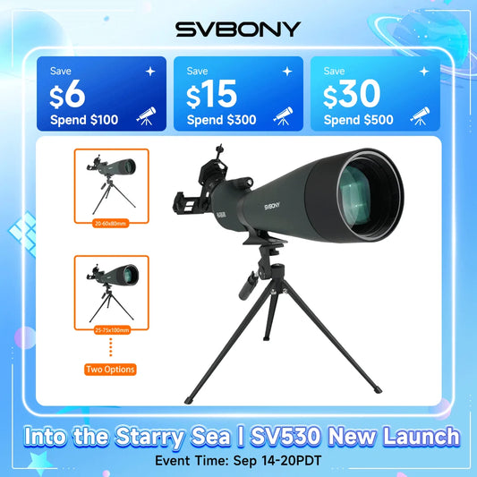 Svbony SV28A Spotting Scopes 25-75x100/20-60x80 FMC Perfect for Beginners in Archery, for Wildlife Watching, Outdoor Adventure