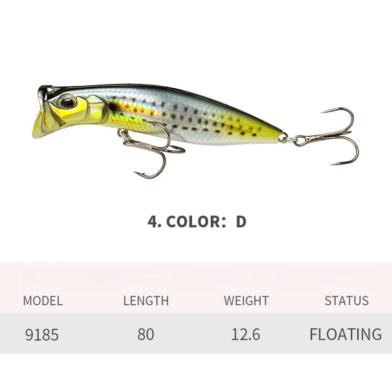 80mm 12.6g Surface Popper Fishing Lures Long Casting Artificial Bait Topwater Pencil Swimbait Wobblers Flounder Sea Bass Pike