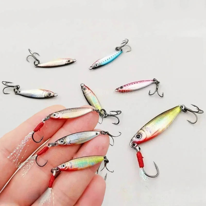 1.5/3/5g Mini Iron Plate Bait 3D Micro Sized VIB Lure Metal Cast Jig Spoon Pesca Fish Micro Sequin Fishing Lures Artificial Bait