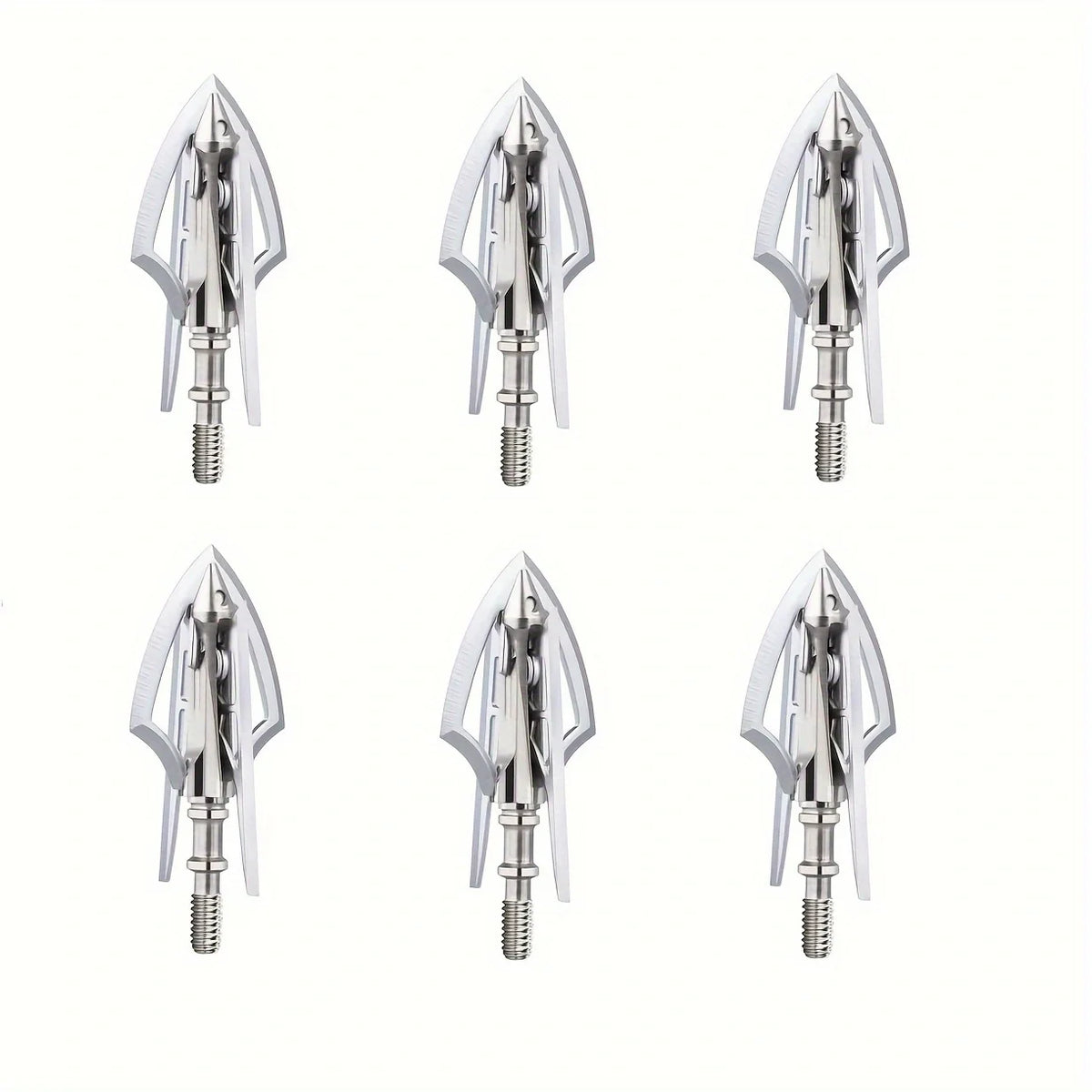 6Pcs Broadheads 100 Grain Fixed Blades&2 Mechanical Blades 2 inch Cutting Dia