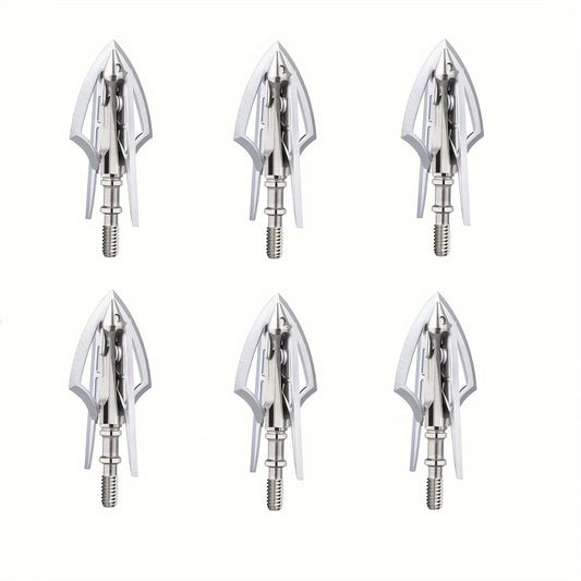 6Pcs Broadheads 100 Grain Fixed Blades&2 Mechanical Blades 2 inch Cutting Dia