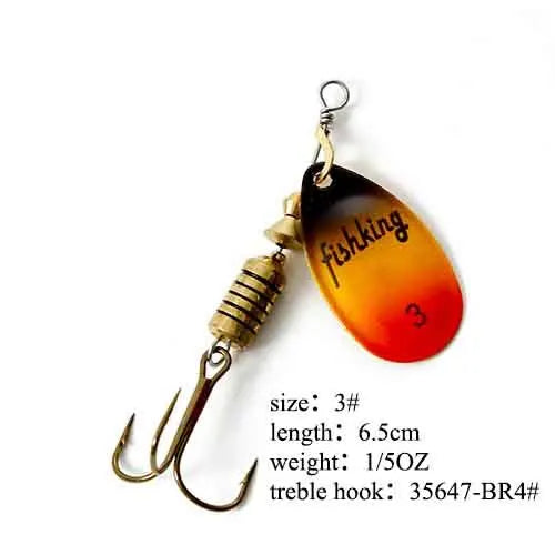 Spinner Bait Fishing Lure 3.9g 4.6g 7.4g 10.8g 15g Rotating Spinners Spoon Lures Pike Metal With Treble Hooks Fishing Goods