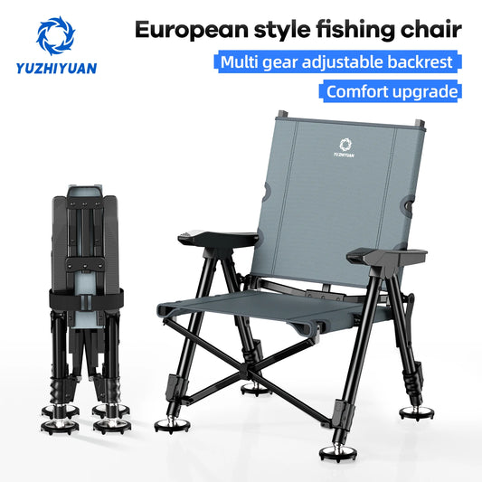 Foldable Outdoor Fishing Chair, All-Terrain, Adjustable, Portable, Telescopic Legs, Lightweight, Camping, Outdoor Activities