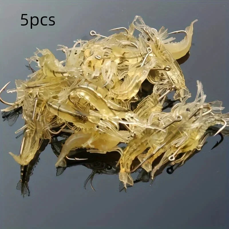 10pcs/Lot Goture Shrimp Lures Soft Shrimp Fishing Lures for Freshwater Saltwater Luminous Shrimp Bait Set with Sharp Hook Bead