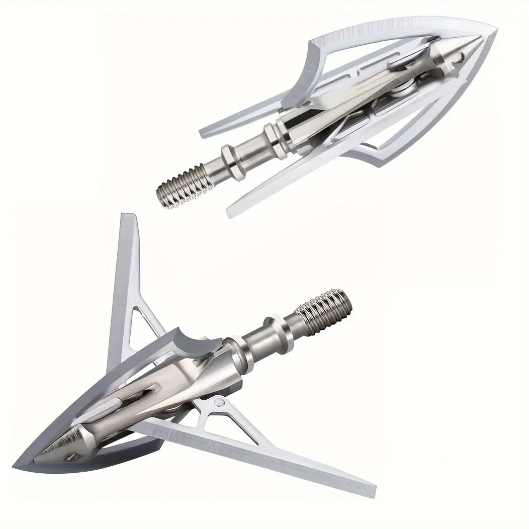 6Pcs Broadheads 100 Grain Fixed Blades&2 Mechanical Blades 2 inch Cutting Dia