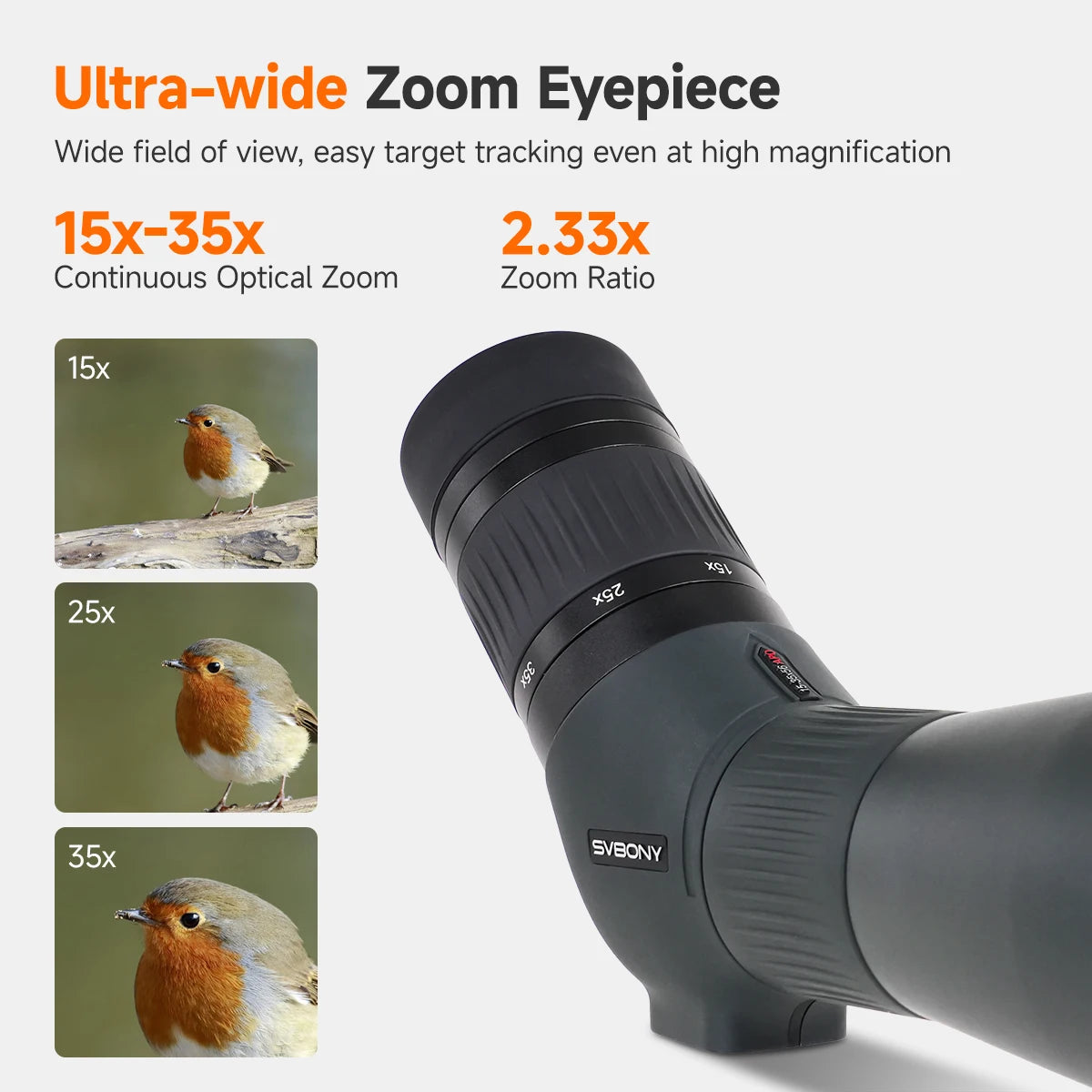 Svbony SA401PRO 15-35x56 ED APO Spotting Scope Wide-Angle Magnesium Alloy Body IPX7 Lightweight Telescopes for Birdwatching