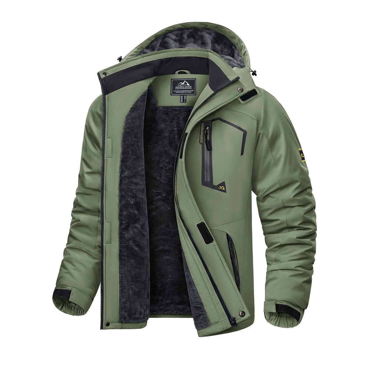 KEFITEVD Winter Ski Jacket Men's Warm Fleece Lined Jackets Water Resistant Heavyweight Coats Outdoor Hiking Camping Windbreaker