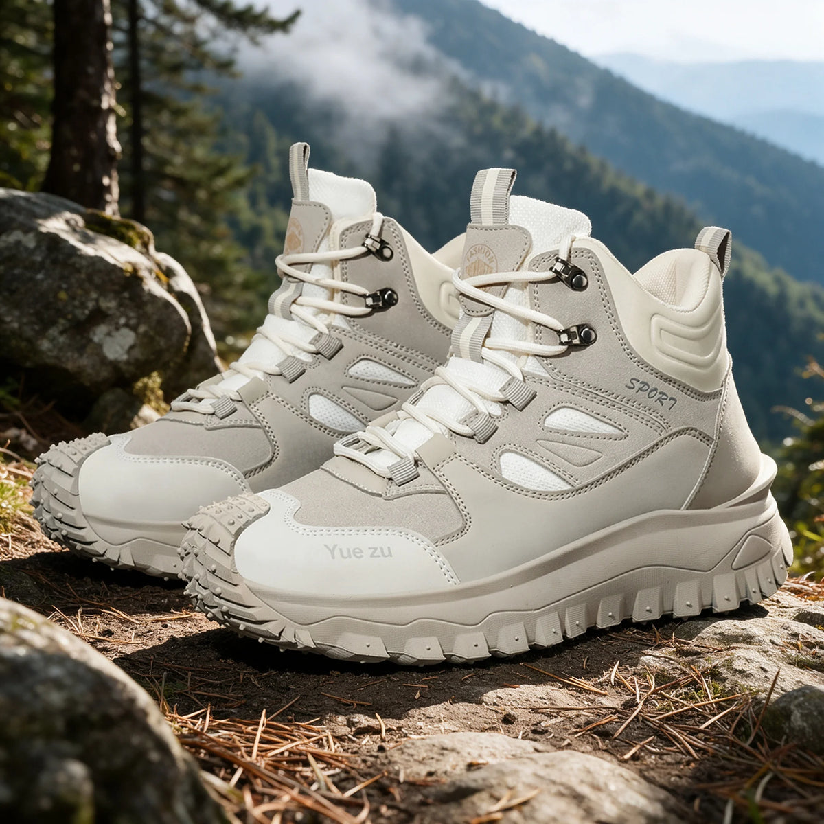 New Autumn High-Top Large-Size Sports Hiking Boots, Comfortable Thick-Soled Lightweight Casual Walking Shoes, Suitable for Daily Outdoor Activities, Walking, Traveling, Mountaineering, and Camping Gear for All Seasons