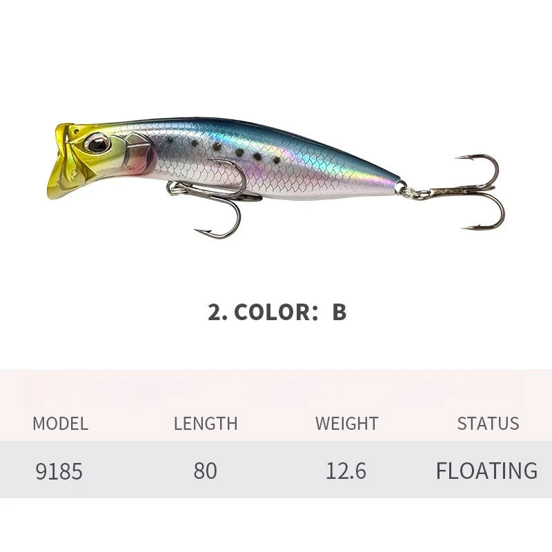 80mm 12.6g Surface Popper Fishing Lures Long Casting Artificial Bait Topwater Pencil Swimbait Wobblers Flounder Sea Bass Pike