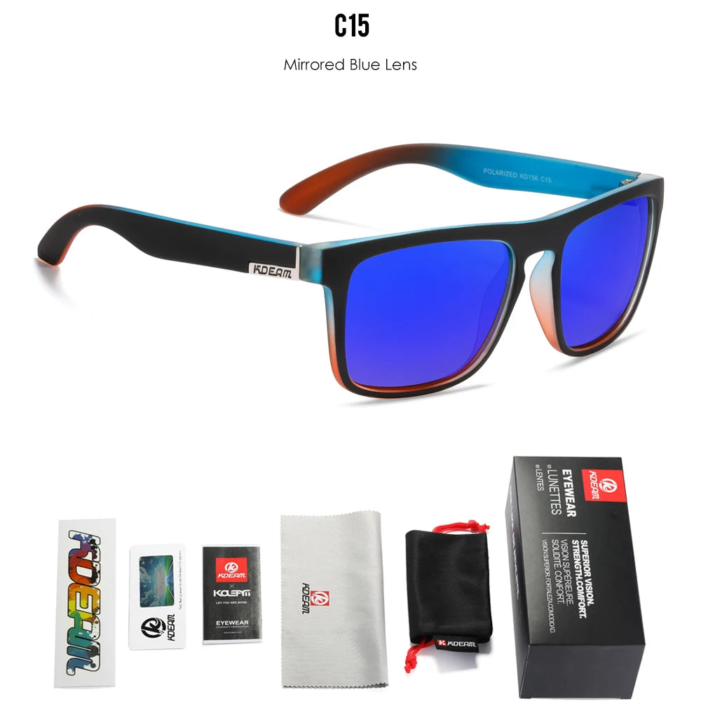 KDEAM Legend Square Sunglasses Polarized Lens For Men Women Outdoor Sports Fishing Mountaineering  Sun Glasses With Brand Box