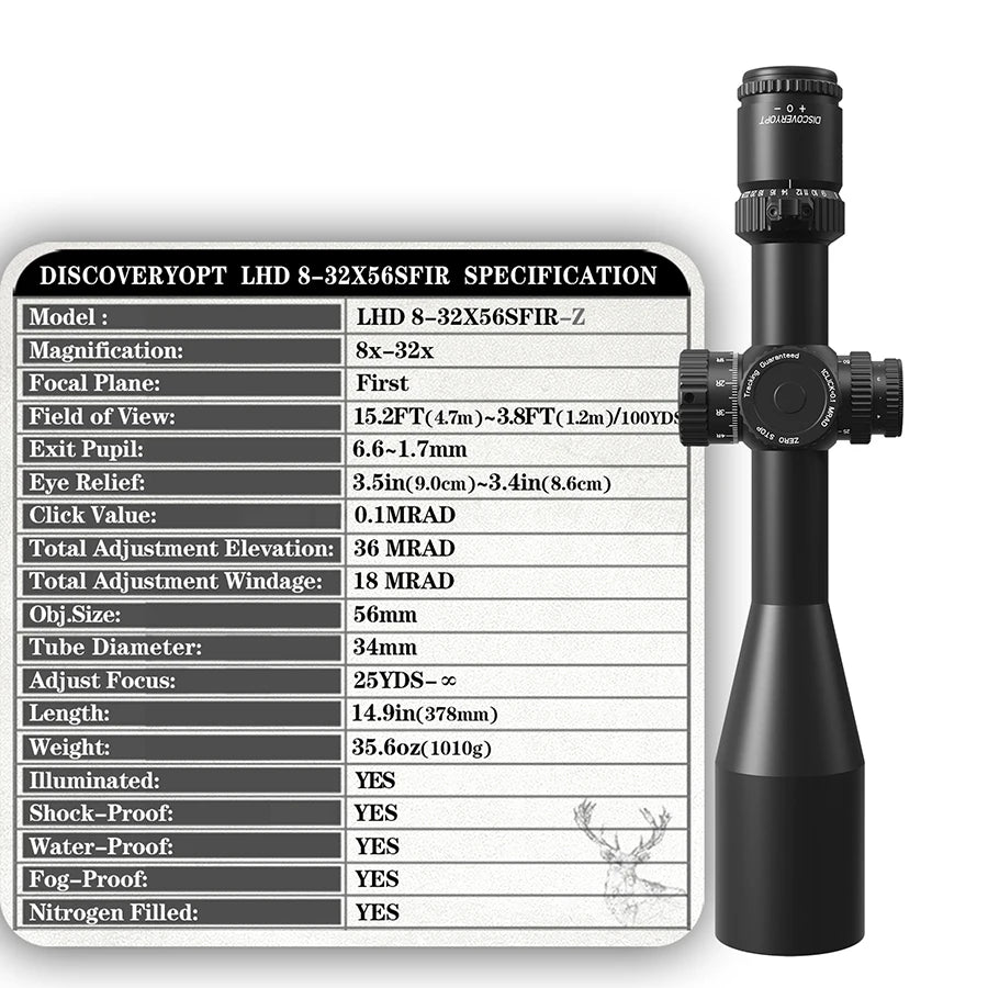Discovery LHD 8-32X56SFIR FFP-Z Riflescope Compact Tactical Scopes Outdoor Hunting Large Objective Lens Optics Shooting Sight