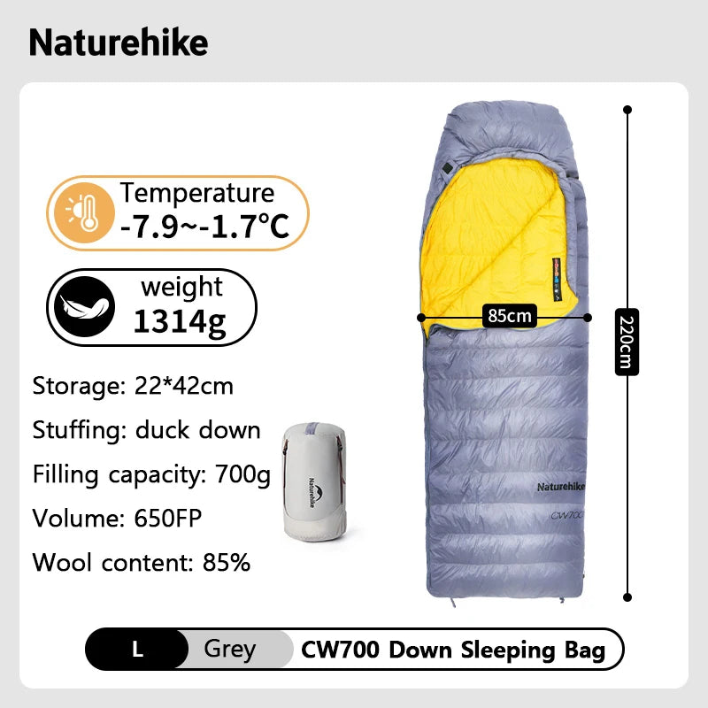 Naturehike Duck Down Sleeping Bag CW400 CW700 Adult Outdoor Camping Winter Thickened Cold Lightweight Sleeping Bag