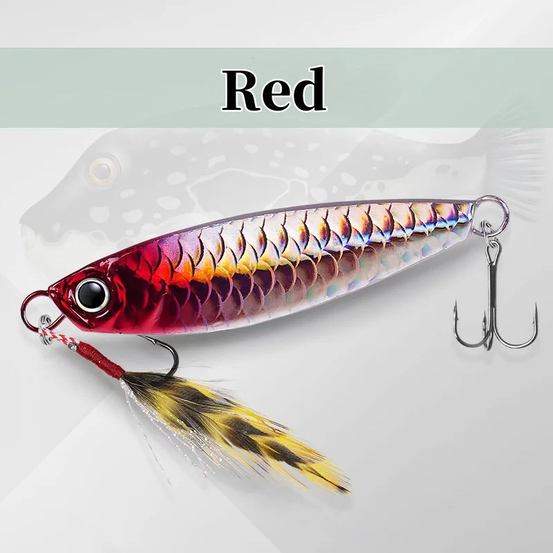 Metal Saltwater Fishing Lures Vertical Slow Pitch Fishing Hooks Fishing Jigging Spoon with Assist Hooks Artificial Bait Tackle