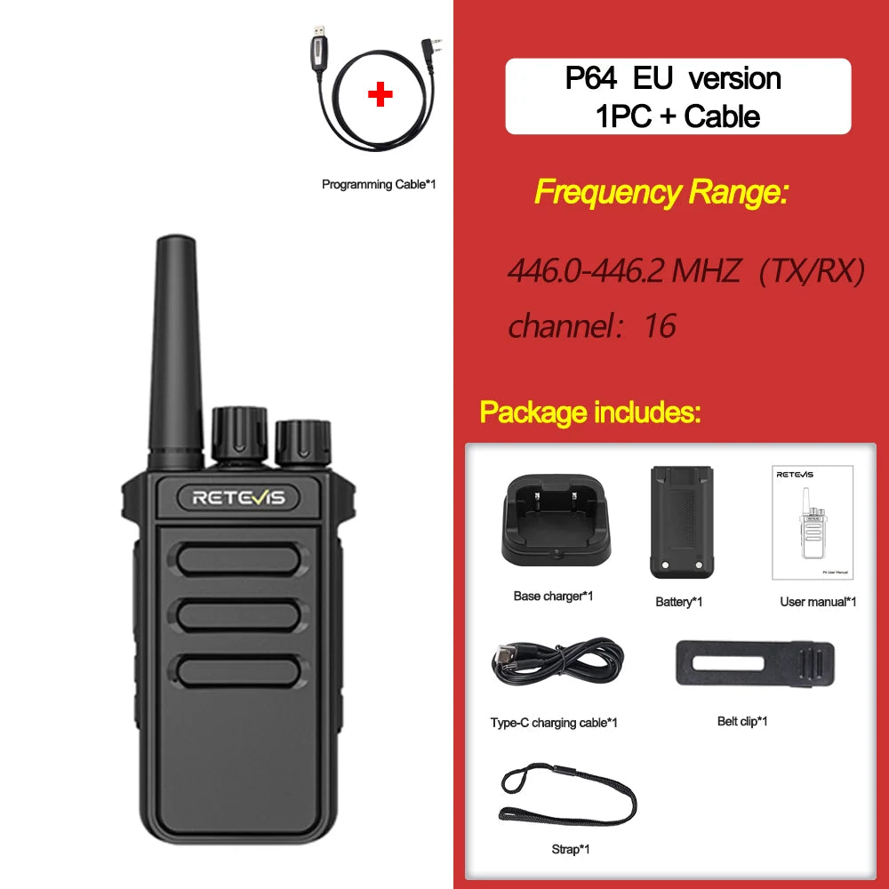Retevis P4 P64 Walkie Talkie UHF DMR Two Way Radio Emergency Communication Type-C Radio for Camping Ham Radio Digital Portable
