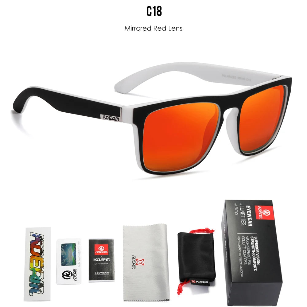 KDEAM Legend Square Sunglasses Polarized Lens For Men Women Outdoor Sports Fishing Mountaineering  Sun Glasses With Brand Box