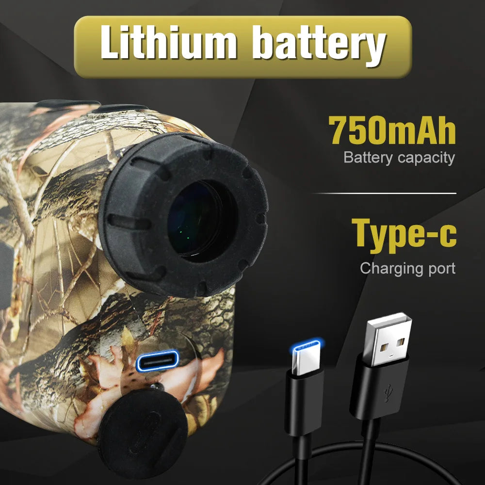 Laser Hunting Rangefinder 600/800/1200Y with Slope 6X  Golf Range Finder For Hunting Golfer Type-C Rechargeable