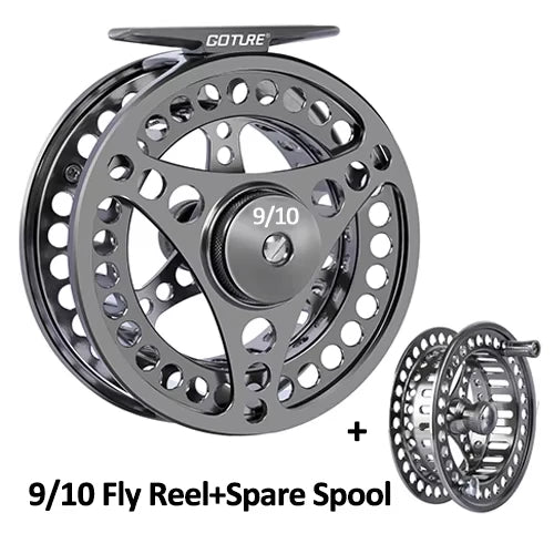 Goture Fly Fishing Reel 3/4 5/6 7/8 9/10 Max Drag 8kg 2+1BB Lightweight CNC Large Arbor Left/Right Fly Reel+Spare Spool Set