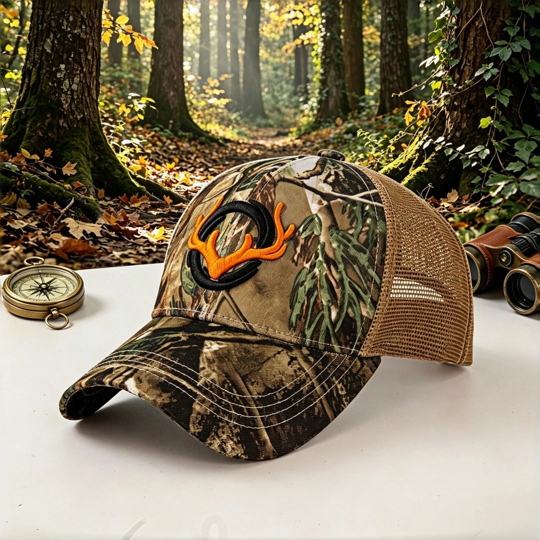 Deer Antler Camo Hunting Trucker Hat Outdoor Fishing Embroidery Mesh Baseball Cap for Men Women
